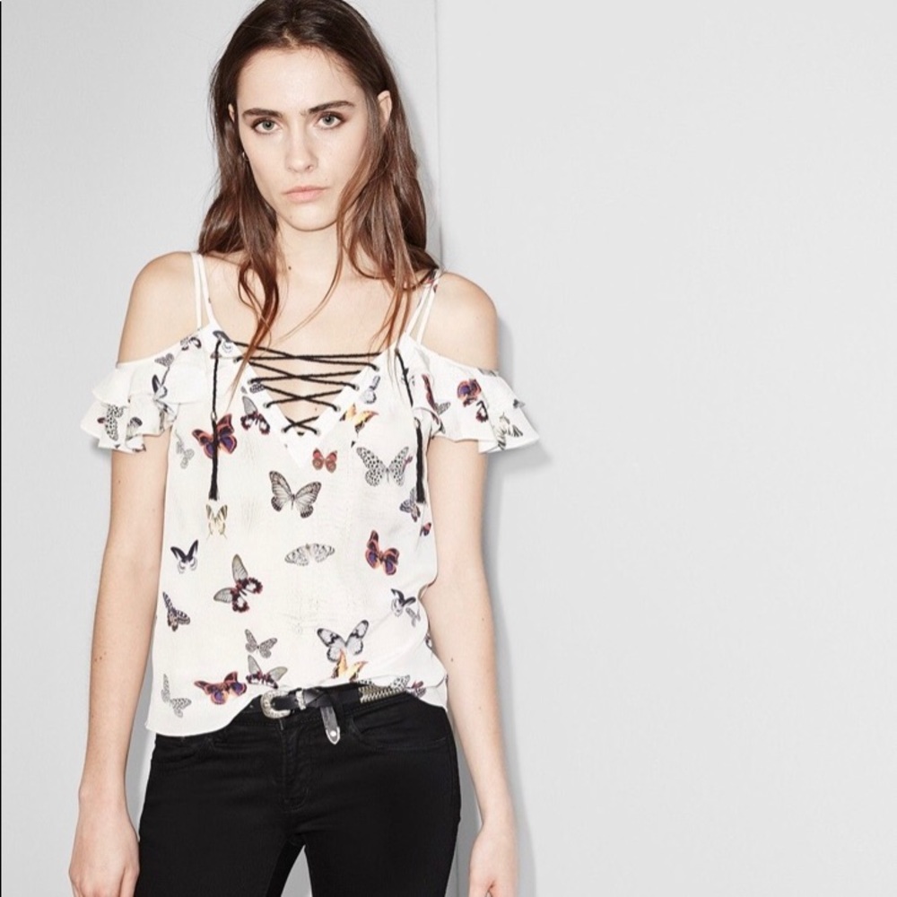The Kooples silk butterfly top, size M